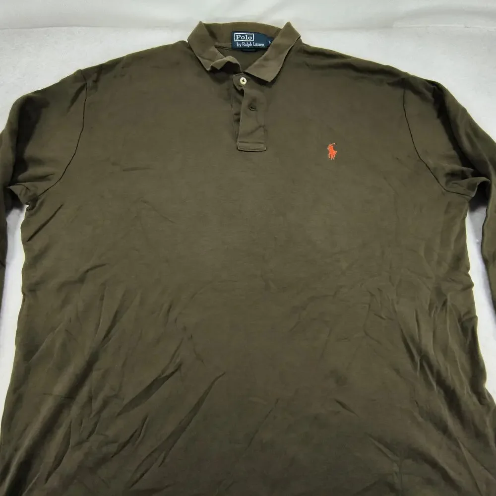 Polo by Ralph Lauren Collared Casual Long Sleeve Polo Shirt Mens Size L Green